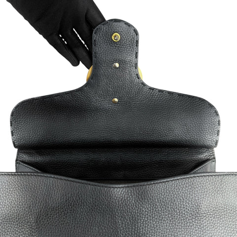 Gucci  Marmont GG Top Handle Flap Bag Black Leather