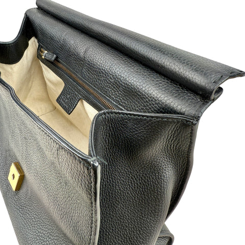 Gucci  Marmont GG Top Handle Flap Bag Black Leather