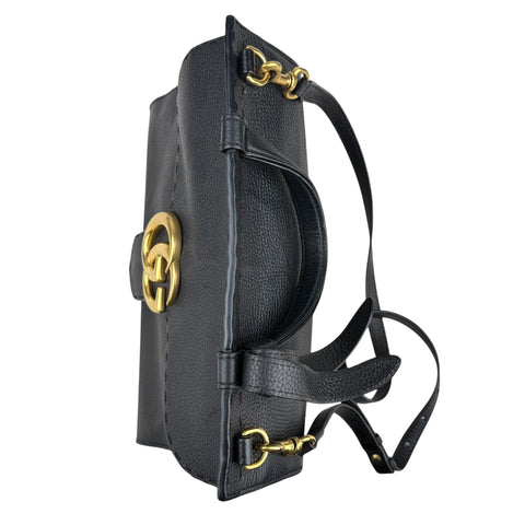 Gucci  Marmont GG Top Handle Flap Bag Black Leather