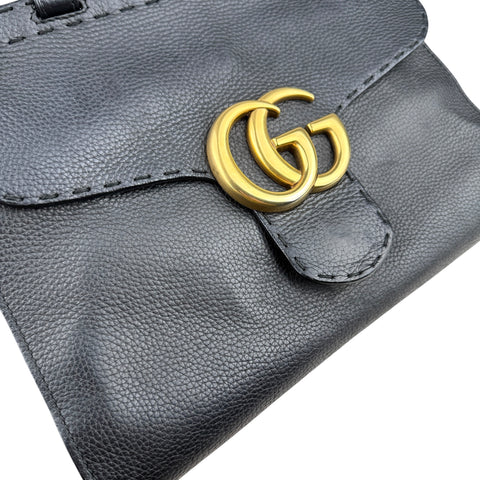 Gucci  Marmont GG Top Handle Flap Bag Black Leather