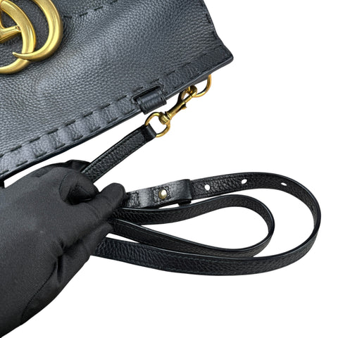 Gucci  Marmont GG Top Handle Flap Bag Black Leather