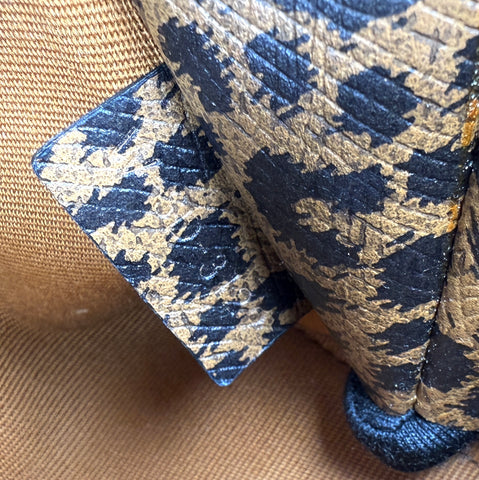 Celine Triomphe Canvas Calfskin Leopard Print Mini Clutch on Chain Black Tan