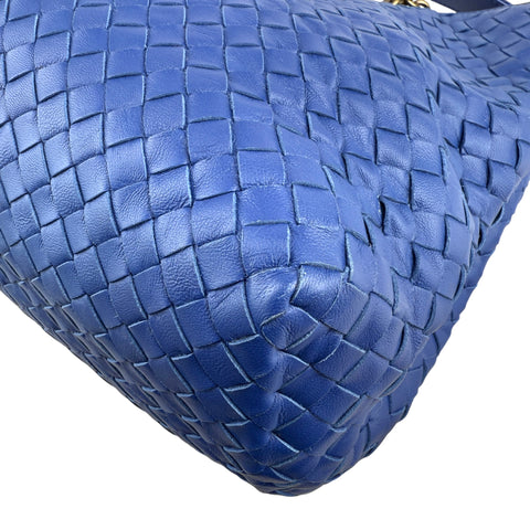 Bottega Veneta Blue Medium Nappa Intrecciato Double Chain Tote