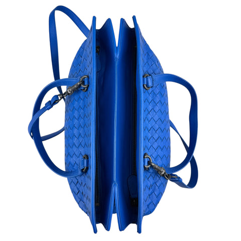 Bottega Veneta Blue Nappa Intrecciato Satchel