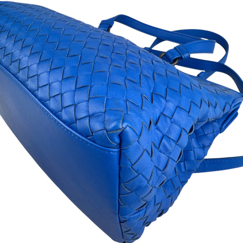 Bottega Veneta Blue Nappa Intrecciato Satchel