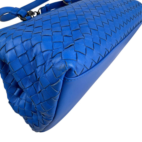 Bottega Veneta Blue Nappa Intrecciato Satchel