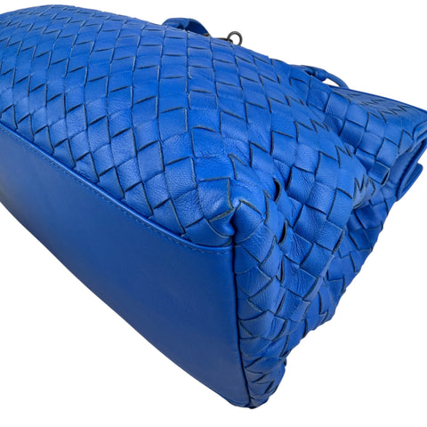 Bottega Veneta Blue Nappa Intrecciato Satchel