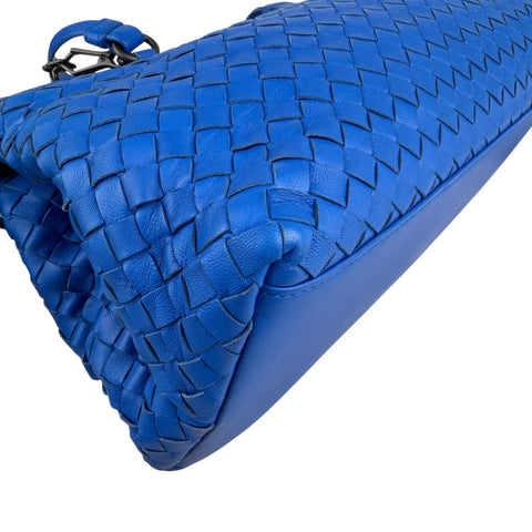 Bottega Veneta Blue Nappa Intrecciato Satchel