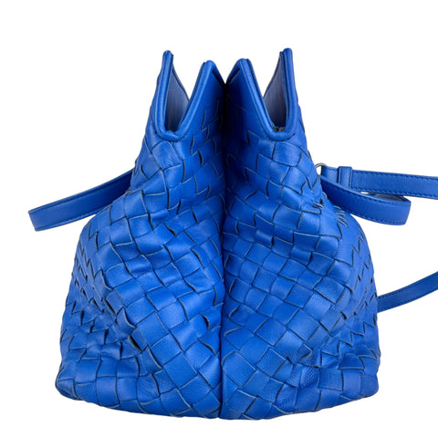 Bottega Veneta Blue Nappa Intrecciato Satchel
