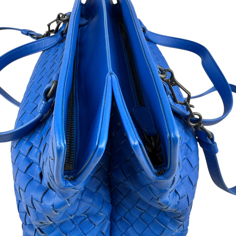 Bottega Veneta Blue Nappa Intrecciato Satchel