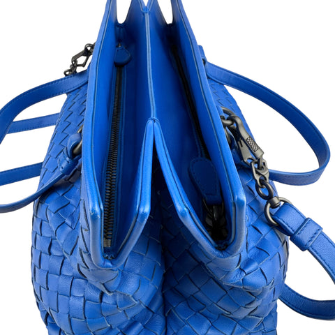 Bottega Veneta Blue Nappa Intrecciato Satchel