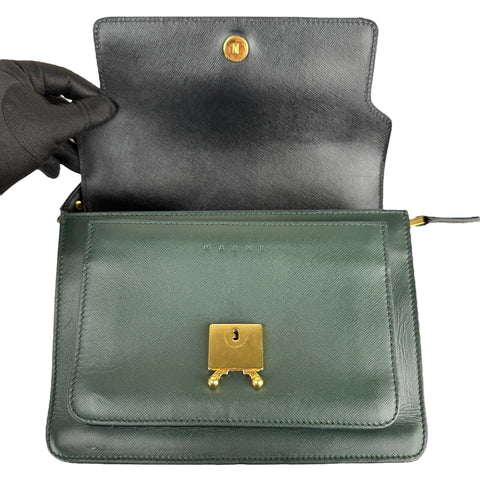 Marni Trunk Black Olive Leather Trunk Handbag