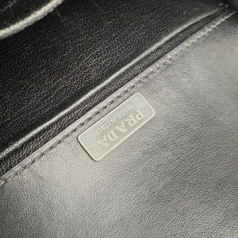 Prada City Calfskin Saffiano Studded Cahier Crossbody Clutch Bag Black