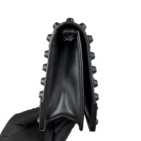 Prada City Calfskin Saffiano Studded Cahier Crossbody Clutch Bag Black