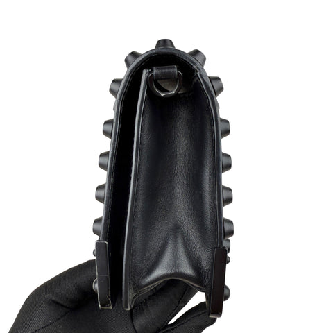 Prada City Calfskin Saffiano Studded Cahier Crossbody Clutch Bag Black