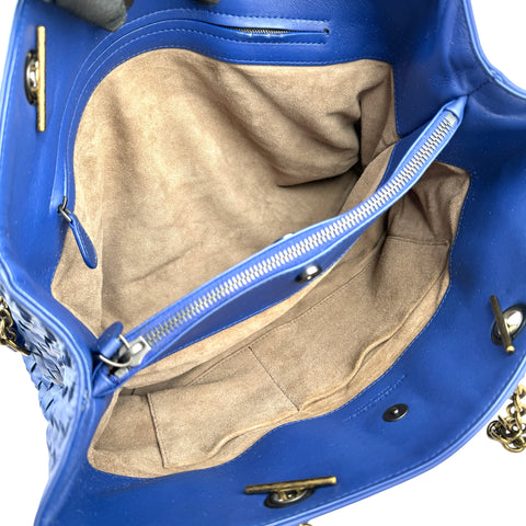 Bottega Veneta Blue Medium Nappa Intrecciato Double Chain Tote