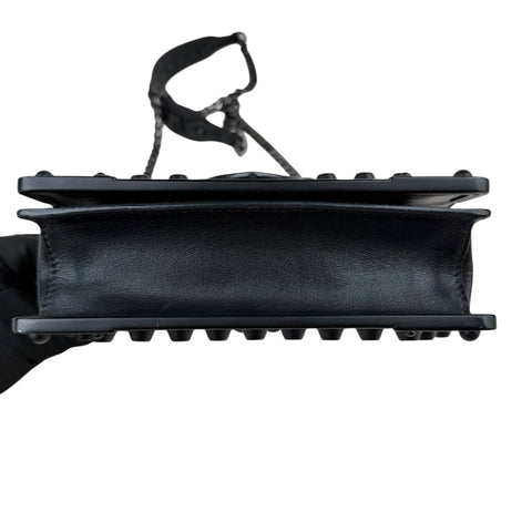 Prada City Calfskin Saffiano Studded Cahier Crossbody Clutch Bag Black