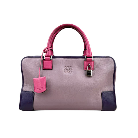 LOEWE Purple Tricolor Goatskin Amazona 36 Pink Handbags
