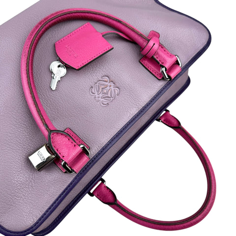 LOEWE Purple Tricolor Goatskin Amazona 36 Pink Handbags