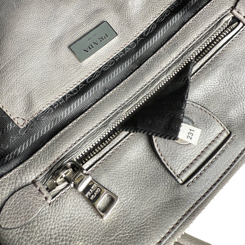 Prada Marmo Glace Leather and Suede Twin Pocket Double Handle Tote Bag