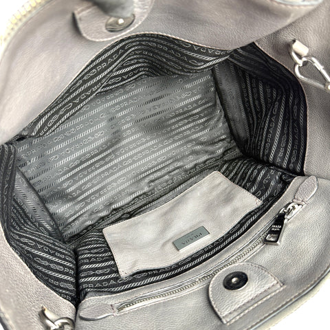 Prada Marmo Glace Leather and Suede Twin Pocket Double Handle Tote Bag