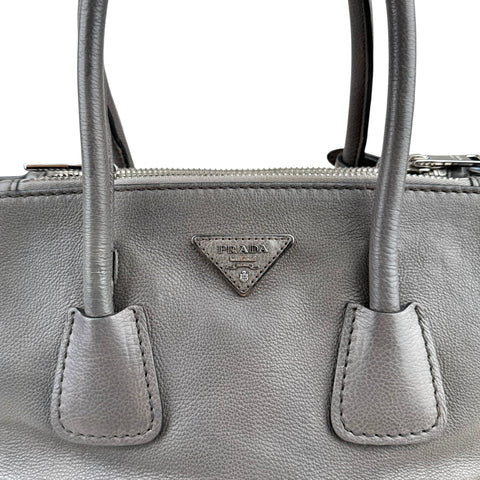 Prada Marmo Glace Leather and Suede Twin Pocket Double Handle Tote Bag