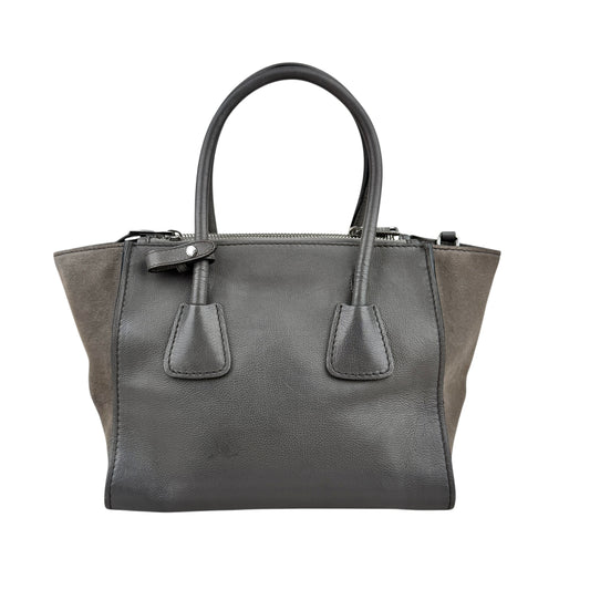 Prada Marmo Glace Leather and Suede Twin Pocket Double Handle Tote Bag