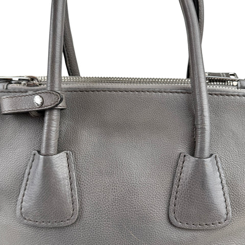 Prada Marmo Glace Leather and Suede Twin Pocket Double Handle Tote Bag