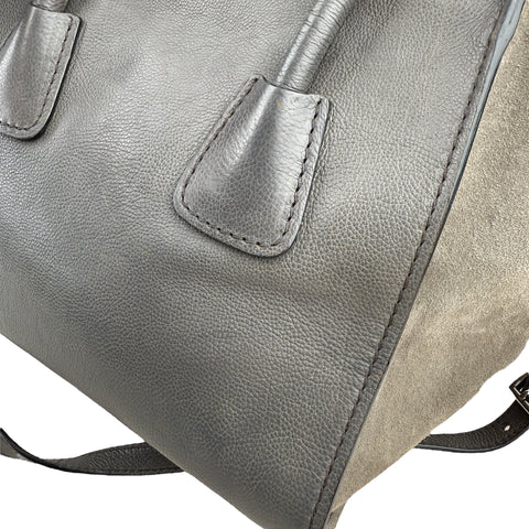 Prada Marmo Glace Leather and Suede Twin Pocket Double Handle Tote Bag