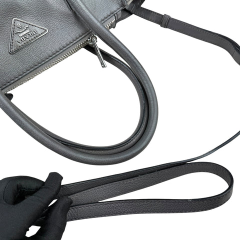 Prada Marmo Glace Leather and Suede Twin Pocket Double Handle Tote Bag