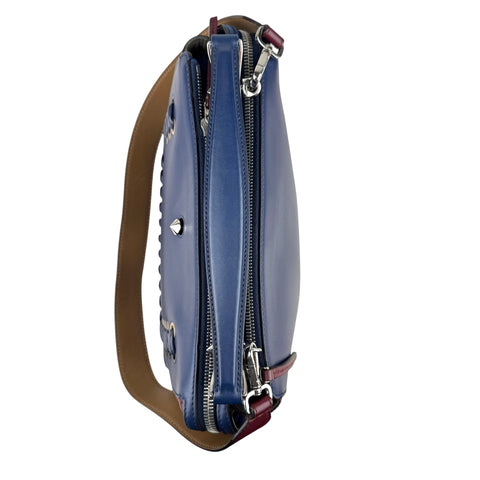 Fendi Dotcom Navy Leather Shoulder Bag