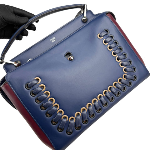 Fendi Dotcom Navy Leather Shoulder Bag