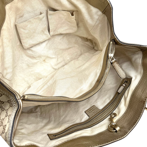 Gucci Bella Beige Ebony Bella Original Canvas GG Tote