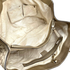 Pre-owned gucci-bella-beige-ebony-original-canvas-gg-tote-bag-front