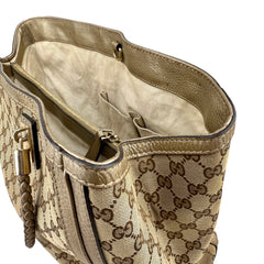 Pre-owned gucci-bella-beige-ebony-original-canvas-gg-tote-bag-front