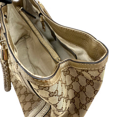 Pre-owned gucci-bella-beige-ebony-original-canvas-gg-tote-bag-front