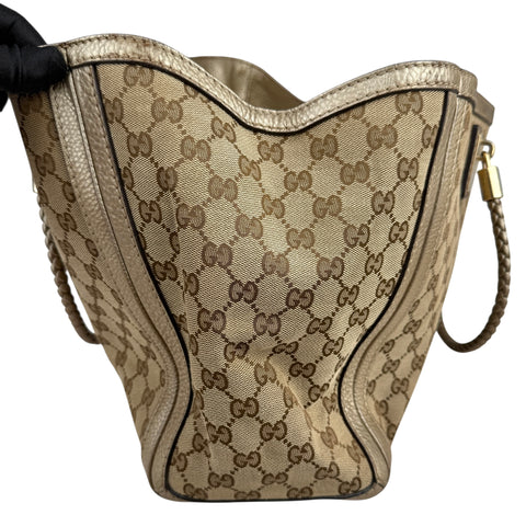 Gucci Bella Beige Ebony Bella Original Canvas GG Tote