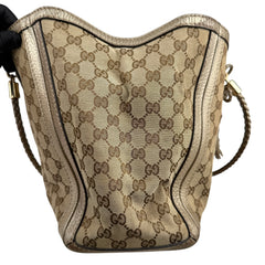 Pre-owned gucci-bella-beige-ebony-original-canvas-gg-tote-bag-front