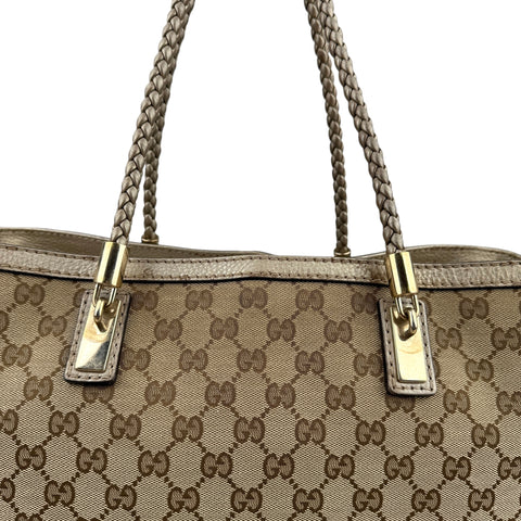 Gucci Bella Beige Ebony Bella Original Canvas GG Tote