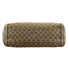 Pre-owned gucci-bella-beige-ebony-original-canvas-gg-tote-bag-front