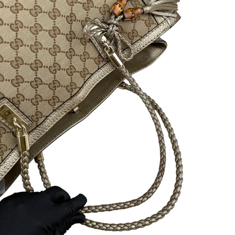 Gucci Bella Beige Ebony Bella Original Canvas GG Tote