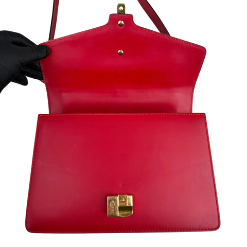 Gucci Sylvie Shoulder Bag Medium Red Leather