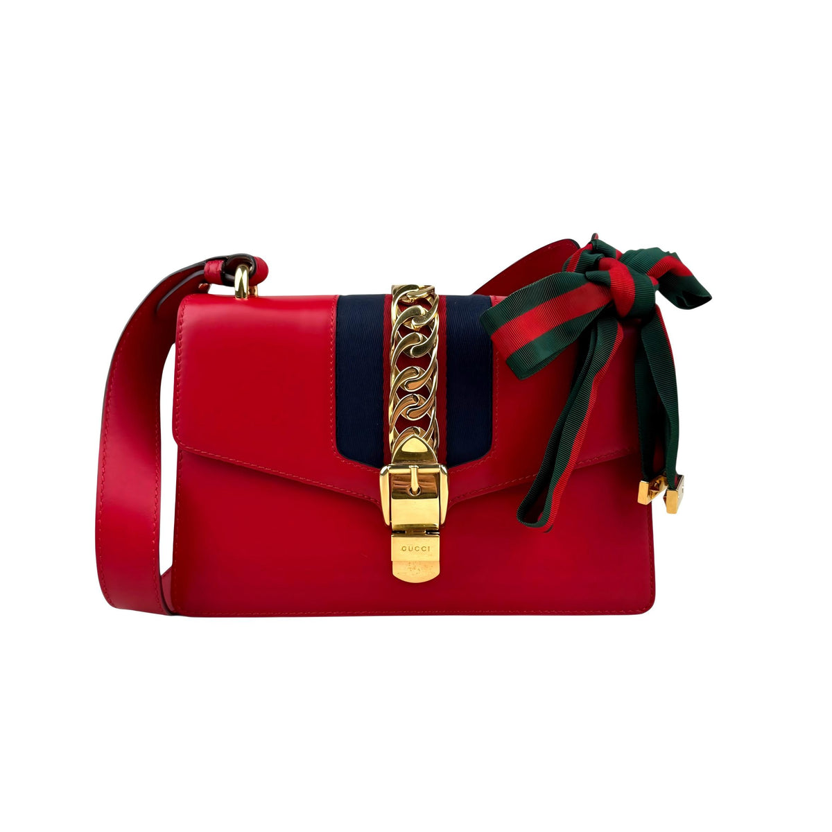 Gucci Sylvie Shoulder Bag Medium Red Leather