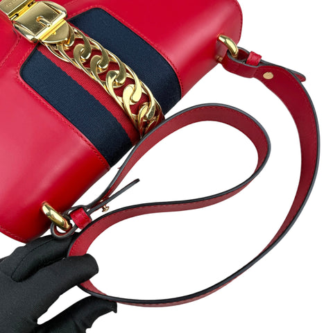 Gucci Sylvie Shoulder Bag Medium Red Leather
