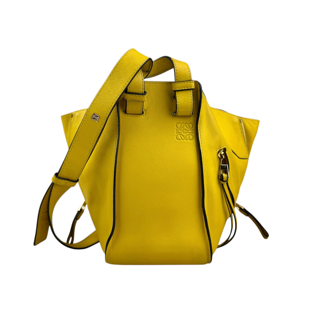 Loewe Hammock Shoulder Bag Handbag Yellow Leather Silvertone