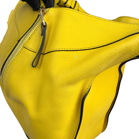 Loewe Hammock Shoulder Bag Handbag Yellow Leather Silvertone
