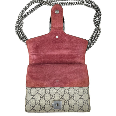 Gucci Dionysus Beige/Maroon GG Supreme Blooms Canvas and Suede Shoulder Bag