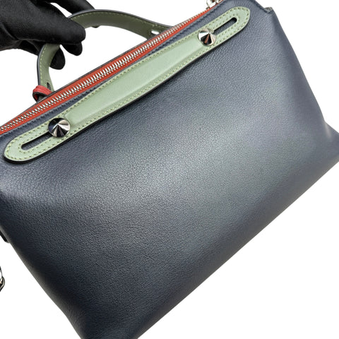 Fendi Navy Blue Tri-Color Grained Calfskin Leather By the Way Bag