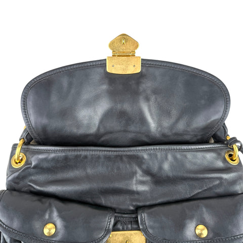 Miu Miu Matelasse Leather Hobo Black