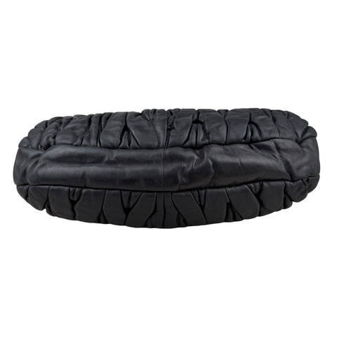 Miu Miu Matelasse Leather Hobo Black